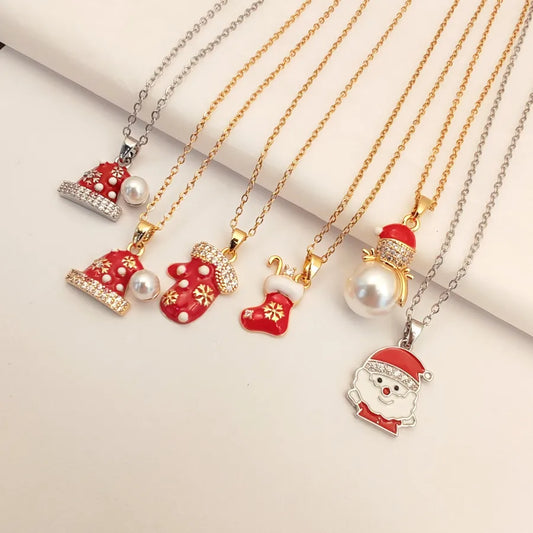 Titanium Steel Zirconia Pendant Necklace Women's Fashionable Versatile Micro-Set  Christmas Series