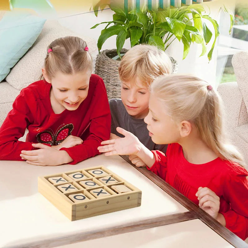 Educational Wooden XOXO Checkers Game For Kids Fun Interactive Dual Player Challenge Kindergarten Tabletop Toy Logical Thinking