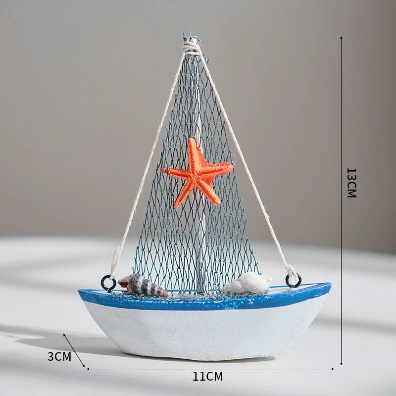 Mediterranean style 14cm boat sailboat model handmade creative home decoration ornaments