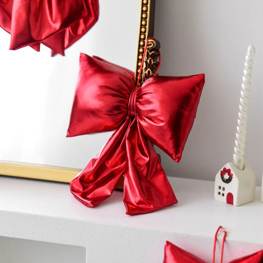 Nuchi Christmas Decorative Bowknot Christmas Tree Hanging Ornament Festive Scene Arrangement European Style Simple Design