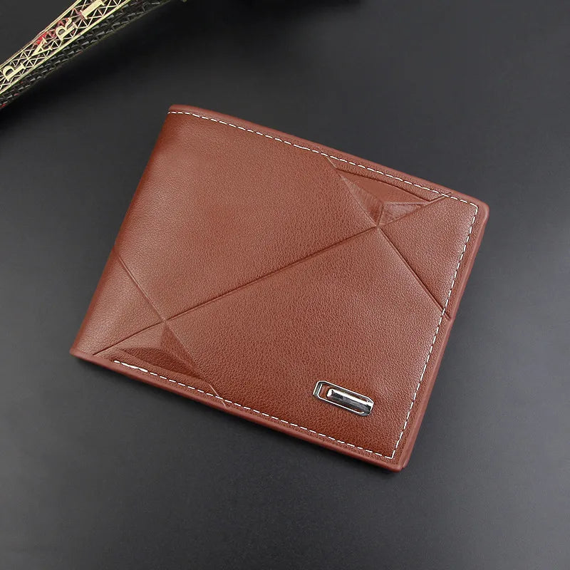 men's stripe pu leather open wallets