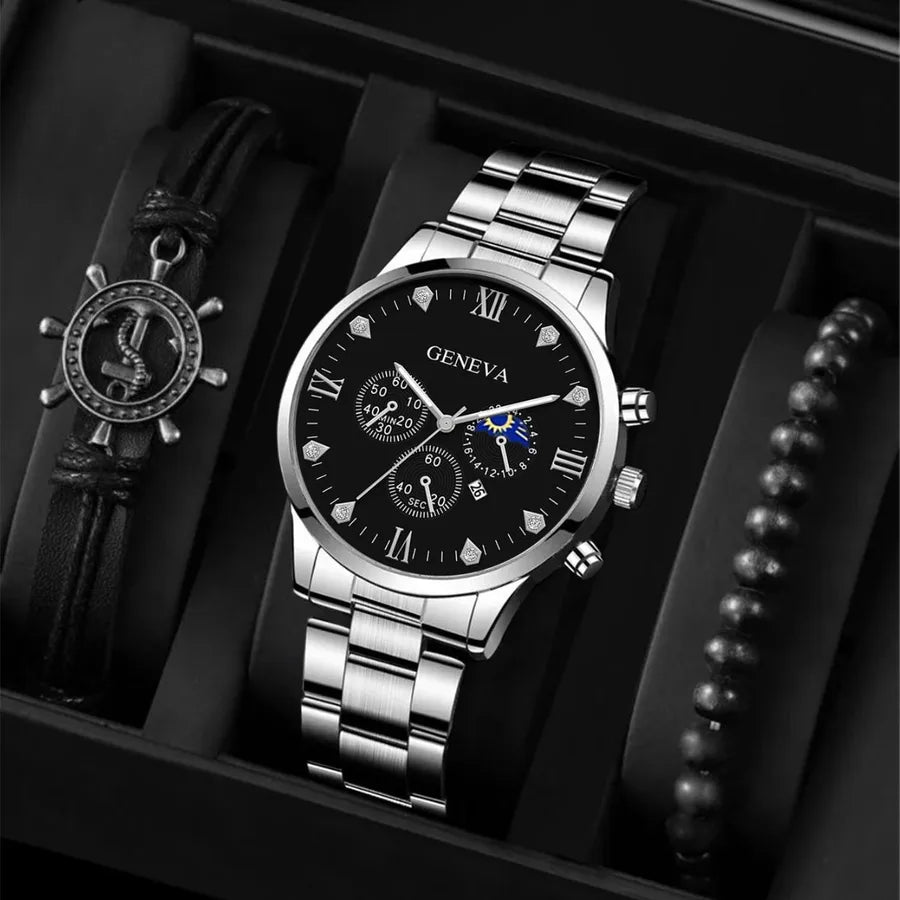 Fashion men's quartz watch bracelet set