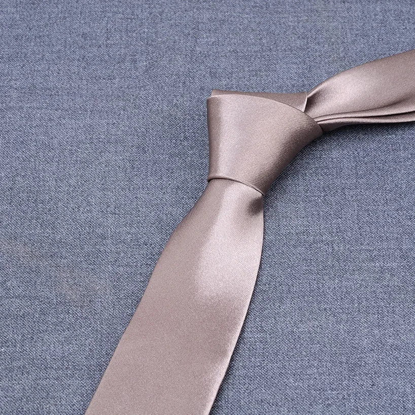 formal solid color polyester satin unisex tie