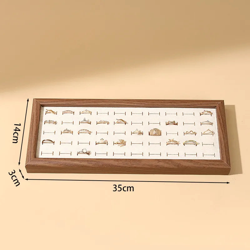 Creative Wooden Jewelry Display Tray Earring Storage Plate Jewelry Box Showcase Props Stand Wood Grain Pattern