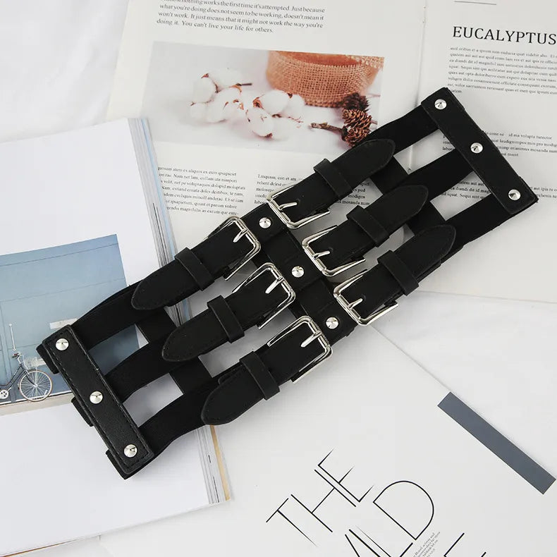 fashion geometric pu leather handmade women's corset belts 1 piece