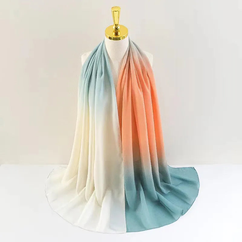 women's casual solid color chiffon printing scarf kerchief