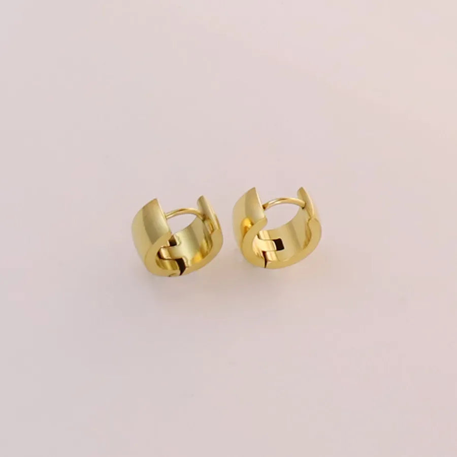 Simple Style Round Solid Color 304 Stainless Steel Earrings 1 Pair