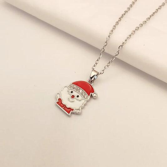 Titanium Steel Zirconia Pendant Necklace Women's Fashionable Versatile Micro-Set  Christmas Series