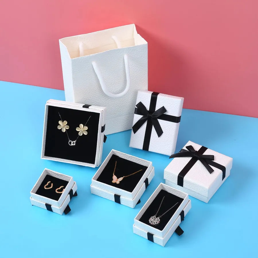 Simple Style Square Solid Color Paper Jewelry Boxes