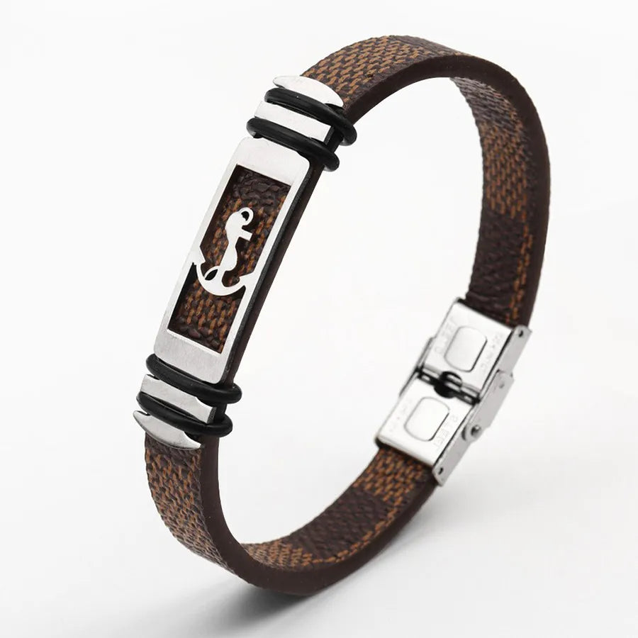Retro Punk Animal rope Titanium Steel Plating Men's Bangle Men Cord & Leather Bracelets