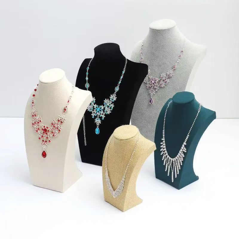 Modern Simplicity Jewelry Necklace Display Stand Counter Display Props Mannequin Pendant Holder Velvet Leather Material