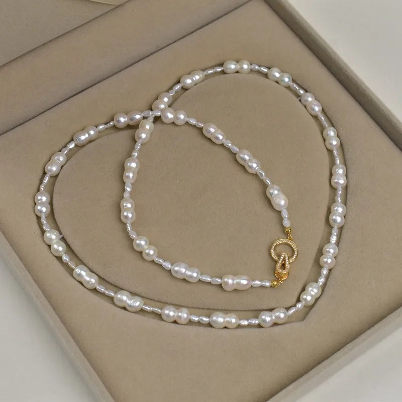 Elegant Long Natural Pearl Necklace Autumn Winter Vintage Fashion Sweater Chain Stylish Versatile Jewelry Accessory For Women