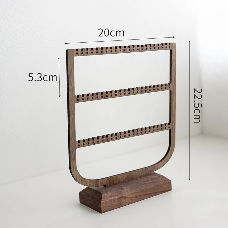 Large Capacity Jewelry Display Stand Walnut Color Earring Necklace Holder Stall Jewelry Showcase Elegant Cherry Wood Grain