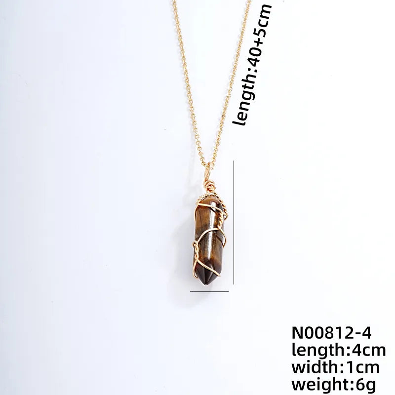 ig style handmade simple style geometric stainless steel natural stone pendant necklace