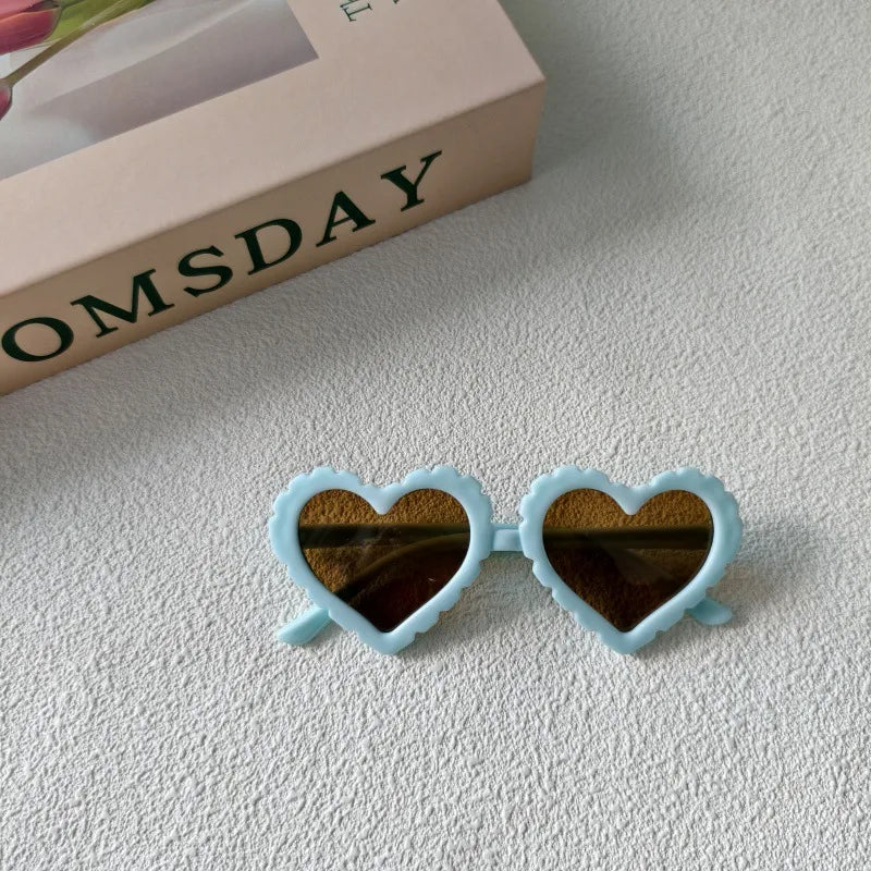 Sweet Simple Style Heart Shape UV400 Protection Resin Special-Shaped Mirror Full Frame Kids Sunglasses
