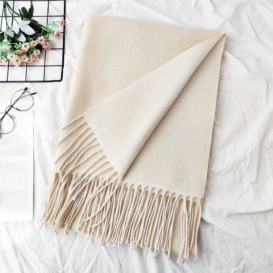 Unisex Sweet Simple Style Solid Color Imitation cashmere Polyester Scarf