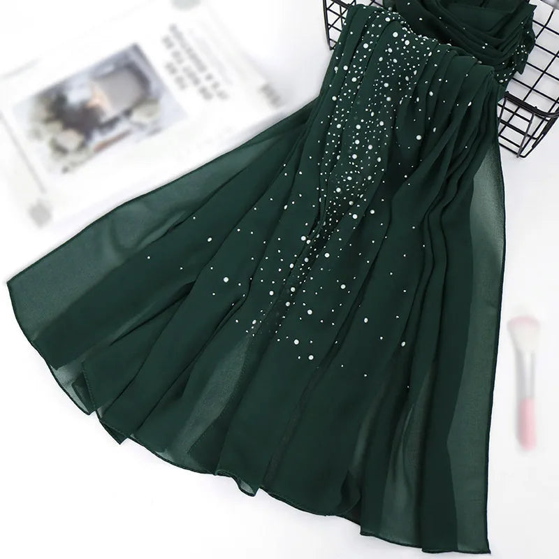 women's retro solid color chiffon silk scarves
