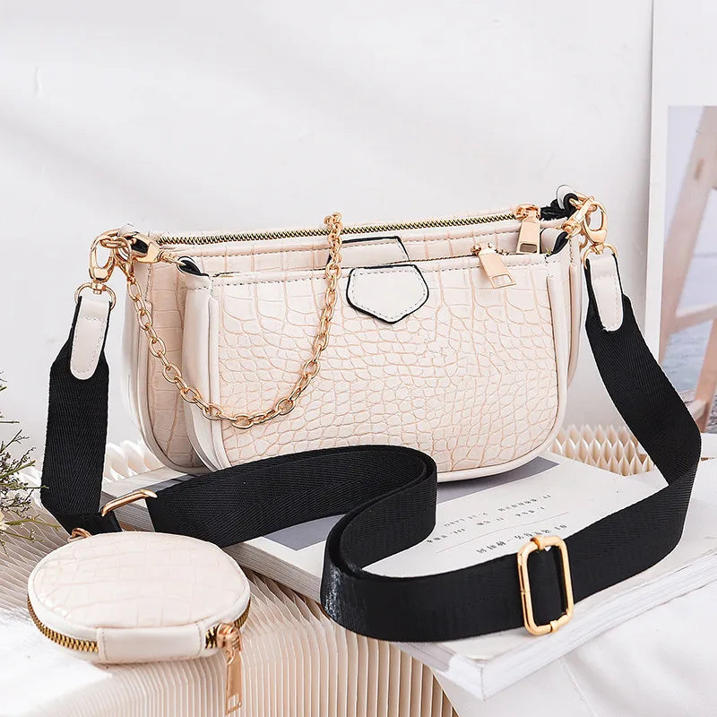 Crossbody small bag  new women's Korean style fresh fashion triplets women's bag crossbody shoulder handbag