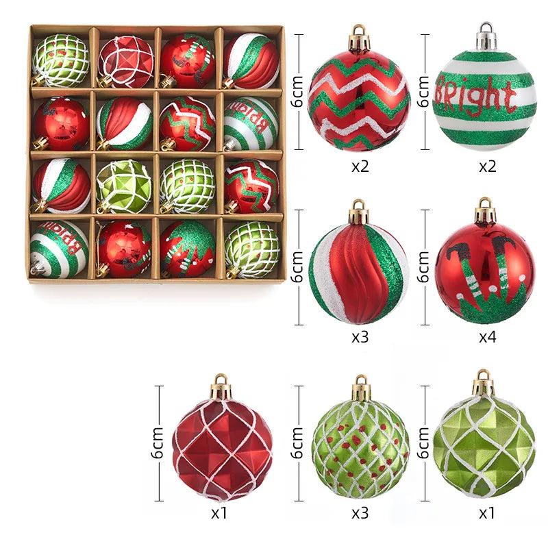 Christmas Decorations 44pcs Set Electroplated Painted Balls New Christmas Ball Christmas Tree Ornaments Simple Style Plastic