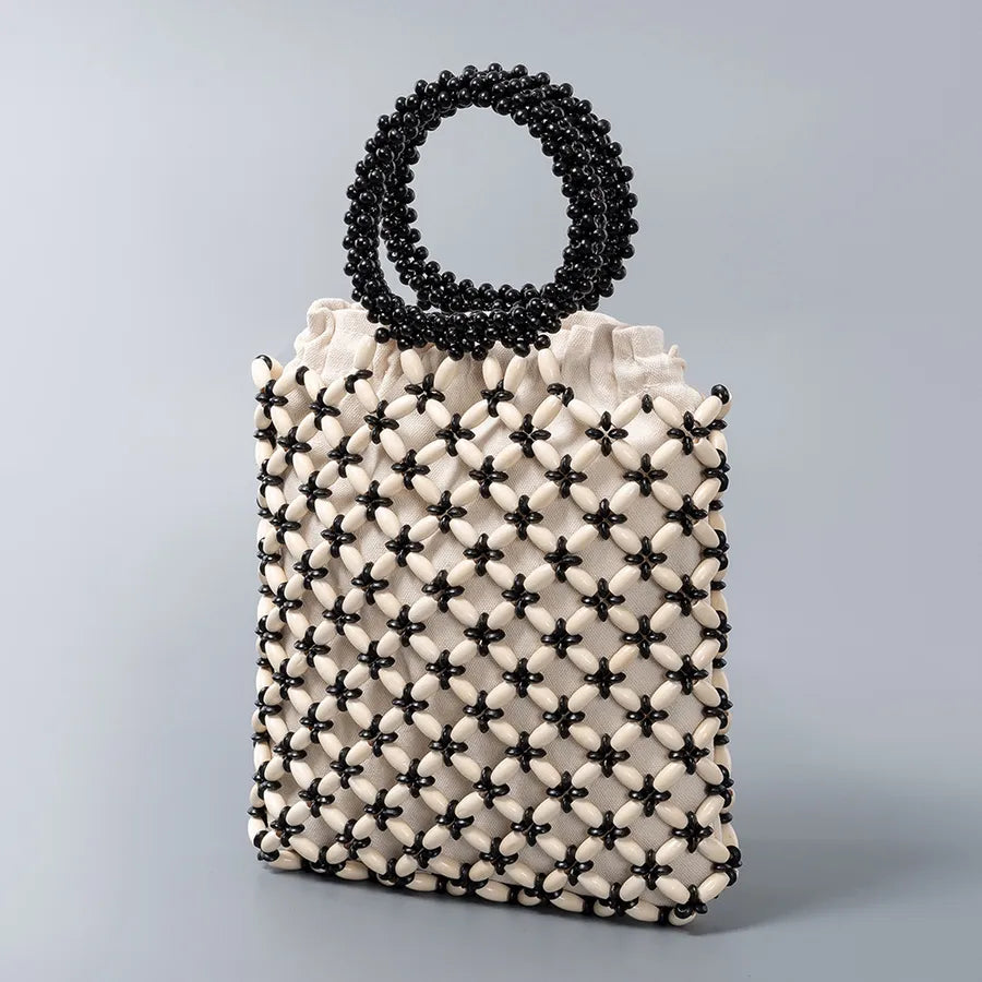 Women's Wood Color Block Solid Color Classic Style Weave Square String Handbag