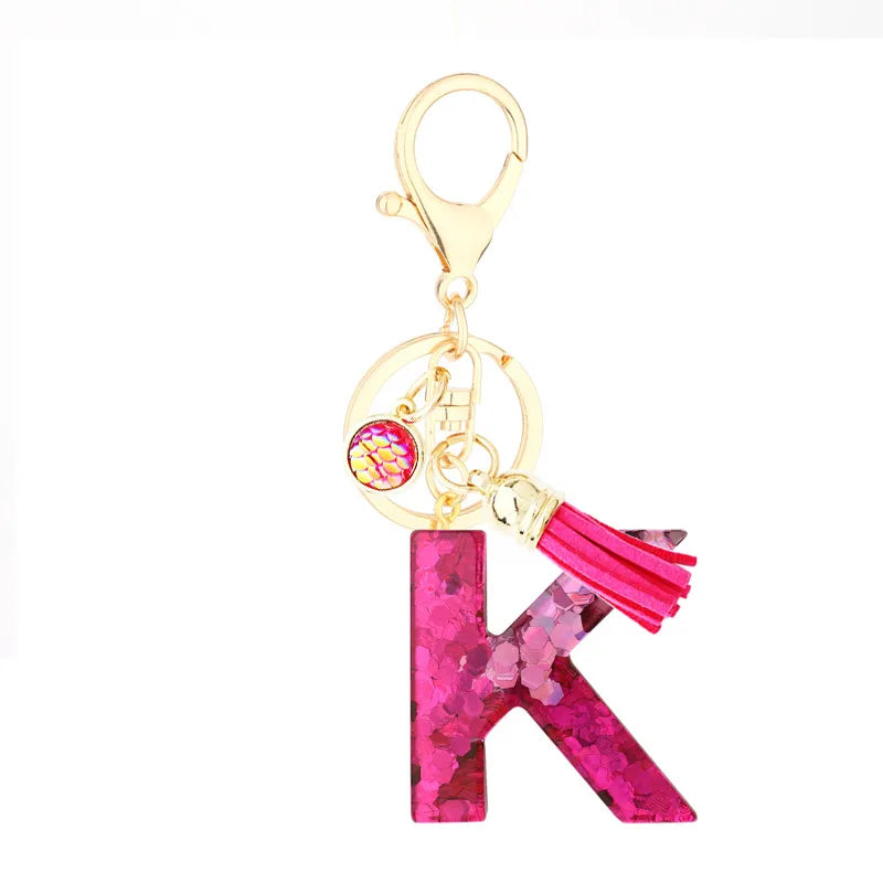 1 piece fashion letter resin patchwork unisex keychain
