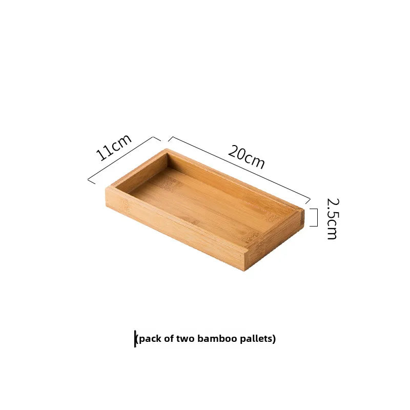 Nordic Ceramic Square Snack Bowl Platter Household Split Plate Snack Plate Hot Pot Sauce Plate Bamboo and Wooden Tray