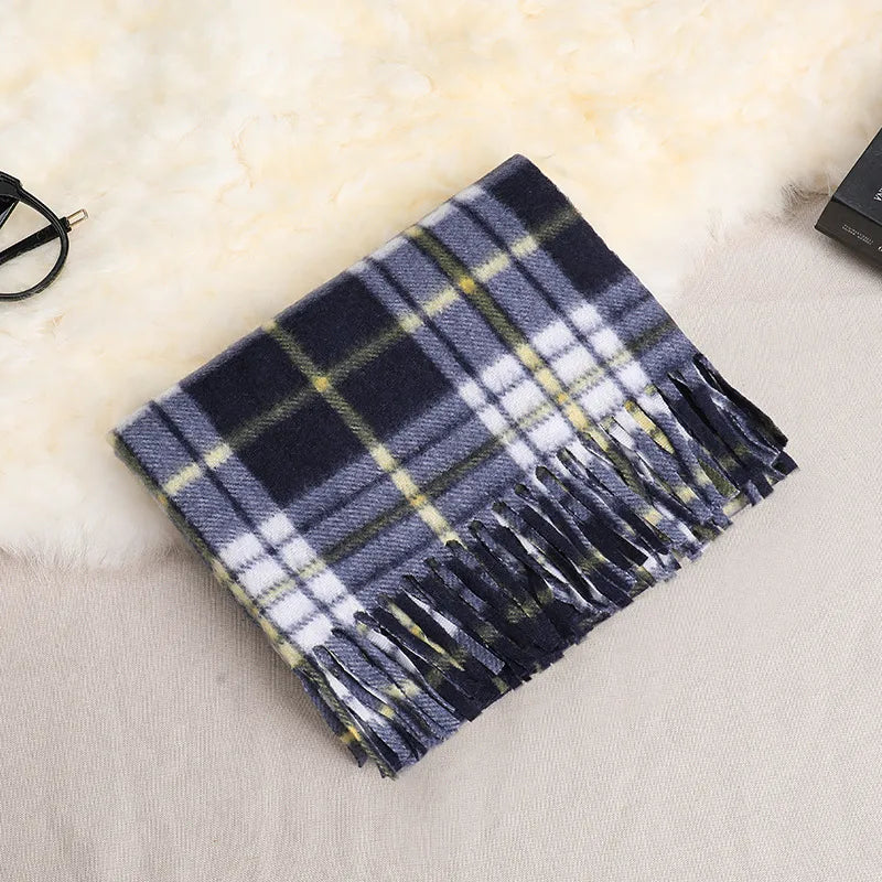 women's fashion plaid double-sided velvet tassel winter scarves