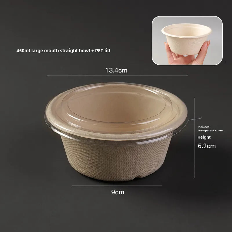 Disposable paper bowl tableware set paper bowl commercial household bowl degradable whole box disposable round bowl
