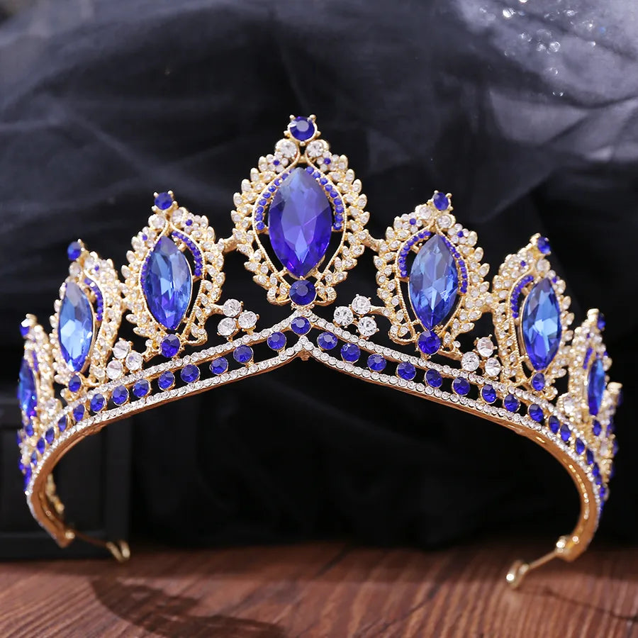 retro crown alloy inlay artificial gemstones crown 1 piece