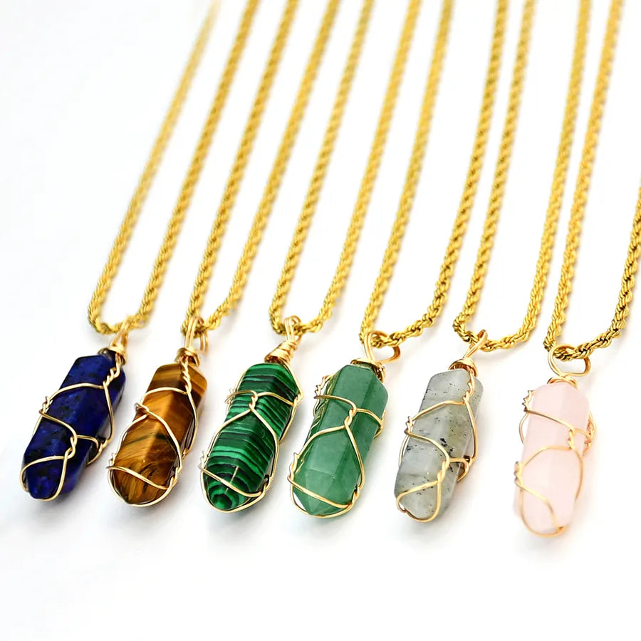 Simple Style Color Block natural stone Gold Plated Pendant Necklace In Bulk