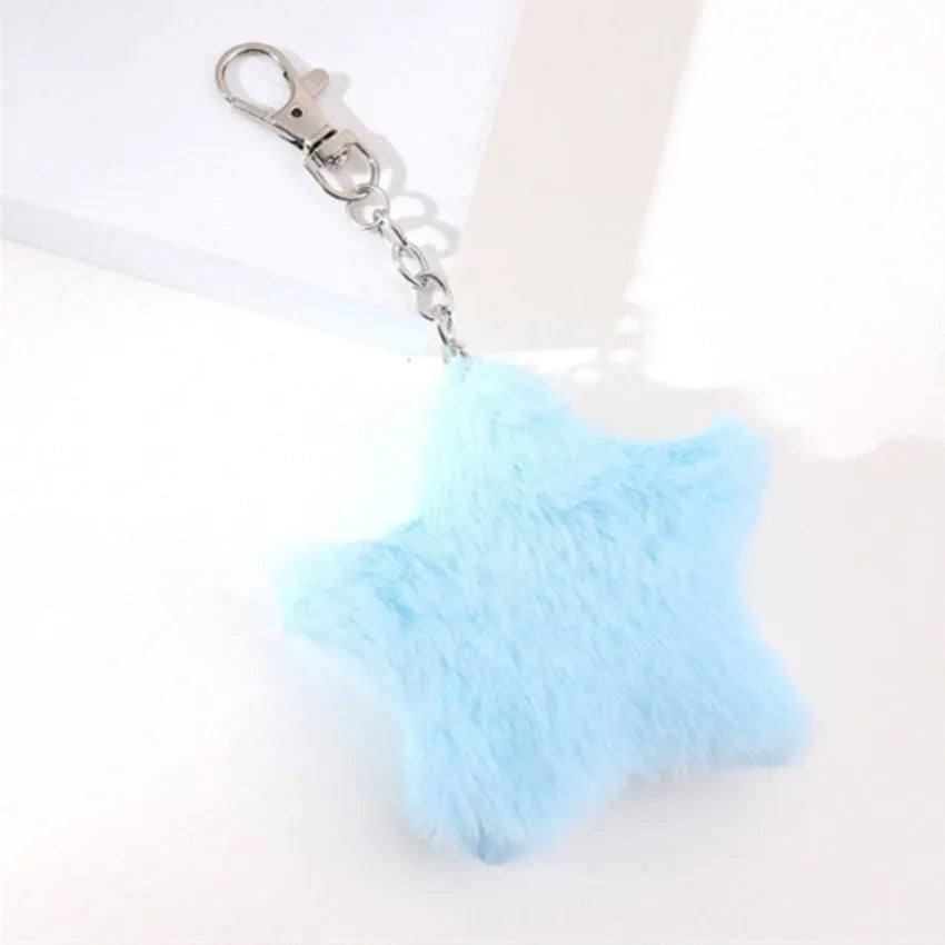 cute star imitation fur alloy bag pendant keychain
