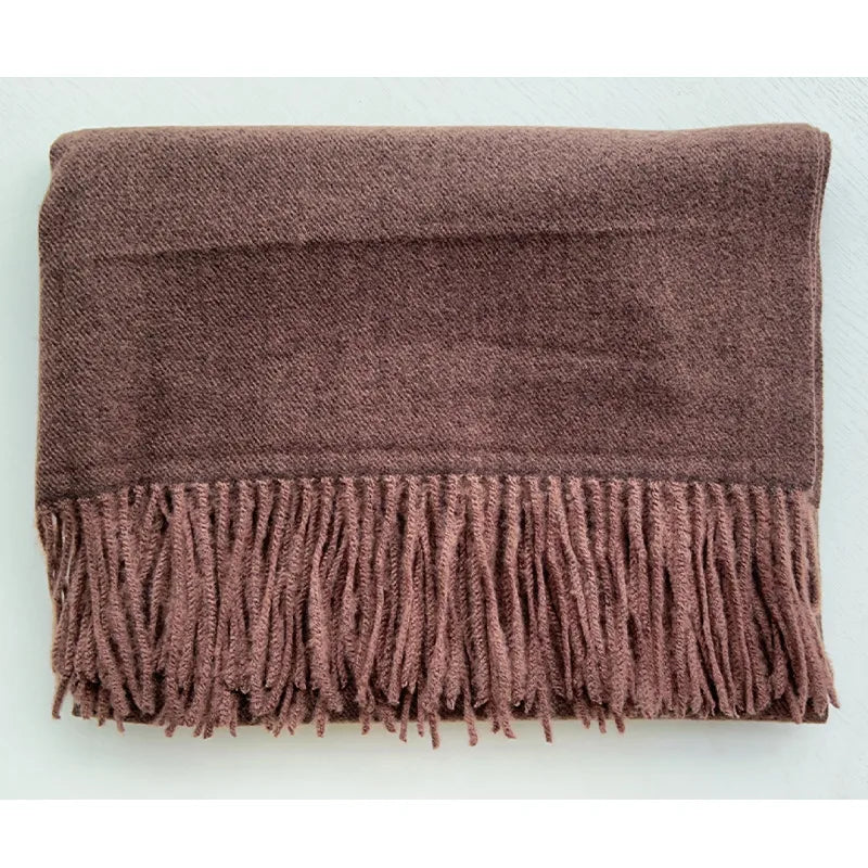 women's simple style solid color imitation cashmere scarf