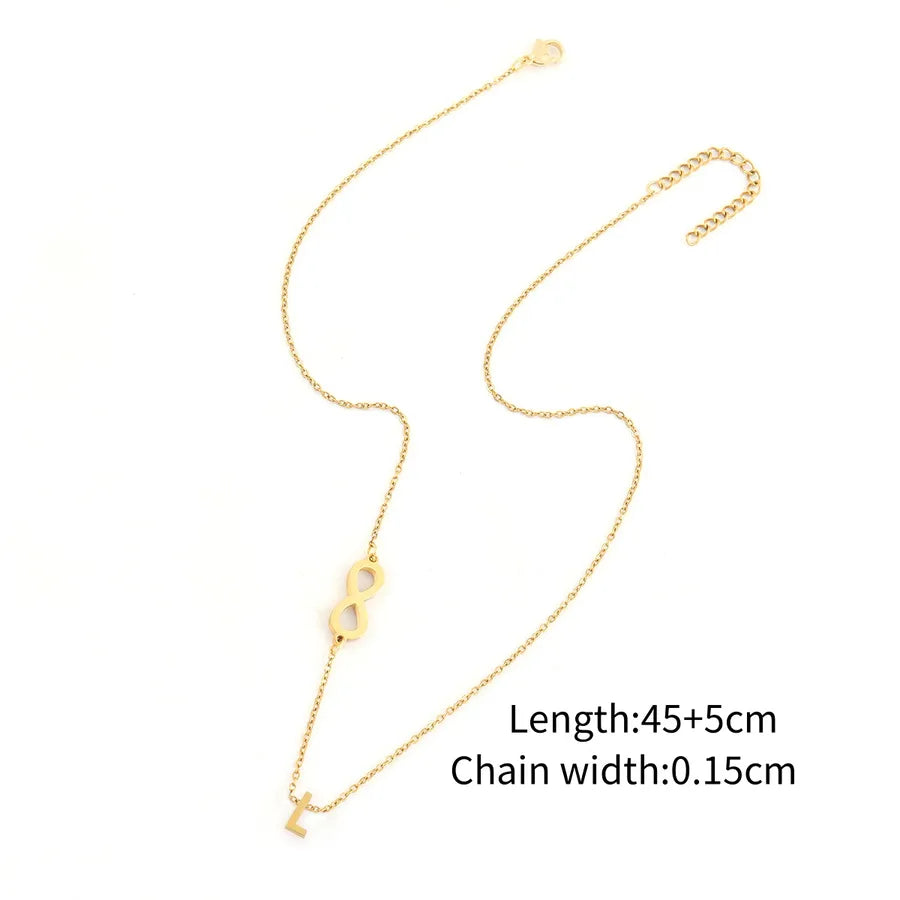 Wholesale Jewelry Elegant Simple Style Classic Style Letter Infinity 201 Stainless Steel 304 Stainless Steel cable chain Pendant Necklace