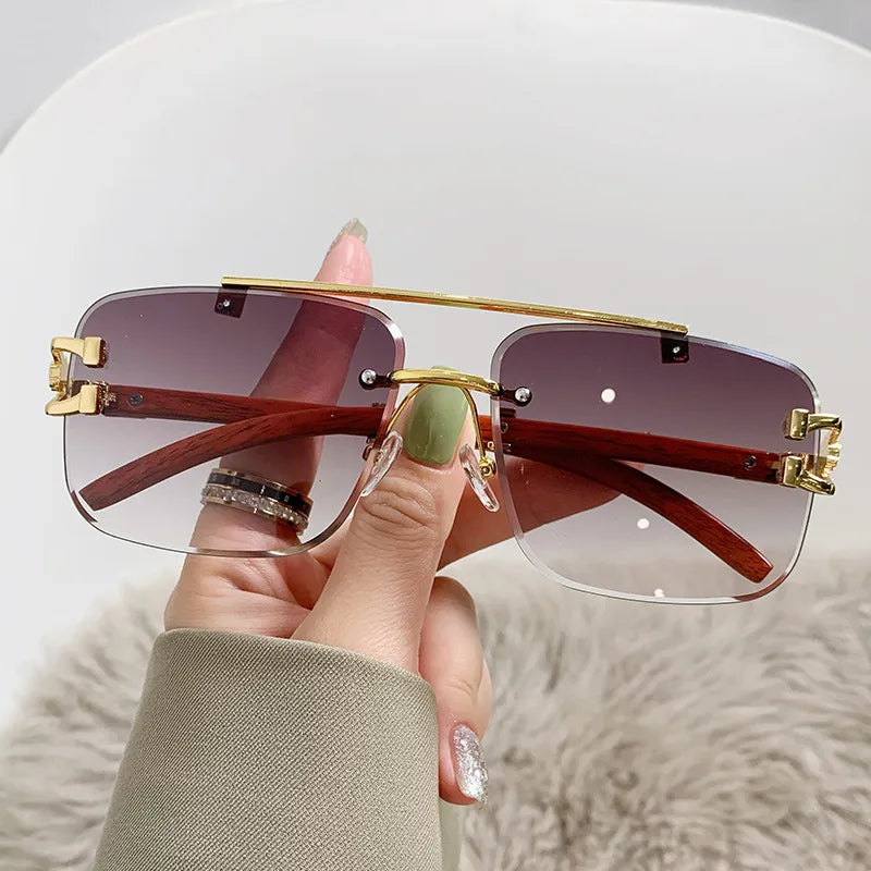 Simple Style Classic Style Color Block Ac Square Frameless Women's Sunglasses