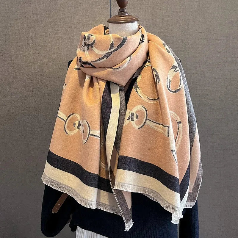 Unisex Basic Color Block Flower Acrylic Scarf