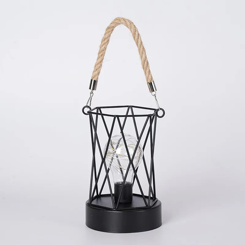 Lantern Night Light Iron Art Wine Bottle Decorative Light Girl Heart LED Decorative Lamp Abstract Pattern Wine Cup Decoration