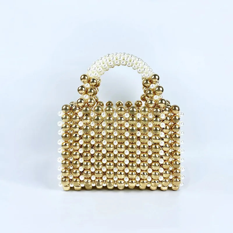 Women's Medium Arylic Solid Color Elegant Streetwear Beading Weave Square Open Square Bag