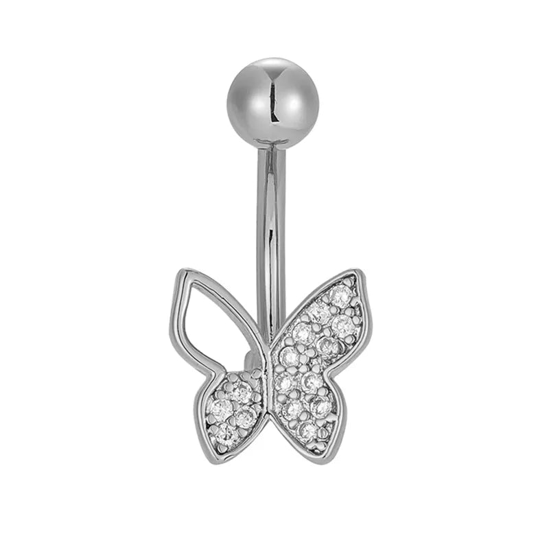 1 Piece Belly Rings Casual Butterfly 316L Stainless Steel  Polishing Zircon 18K Gold Plated