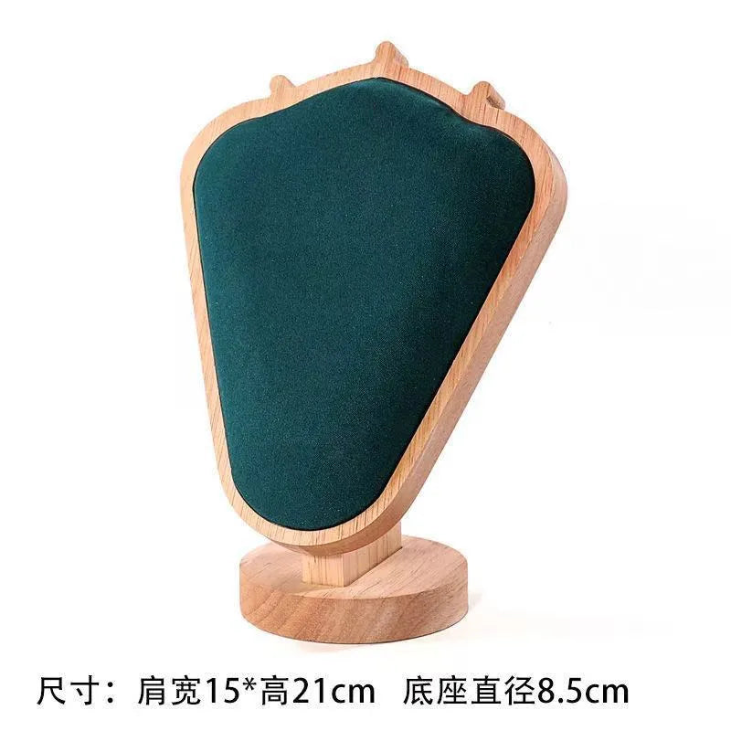 Walnut Texture Necklace Display Stand Mannequin Jewelry Showcase Window Display Props Luxury Wooden Real Material Exhibits