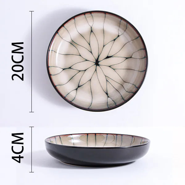 Retro Solid Color Flower ceramics Tableware 1 Piece
