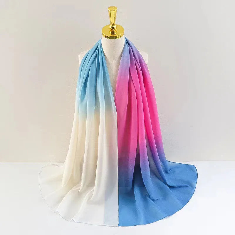 women's casual solid color chiffon printing scarf kerchief