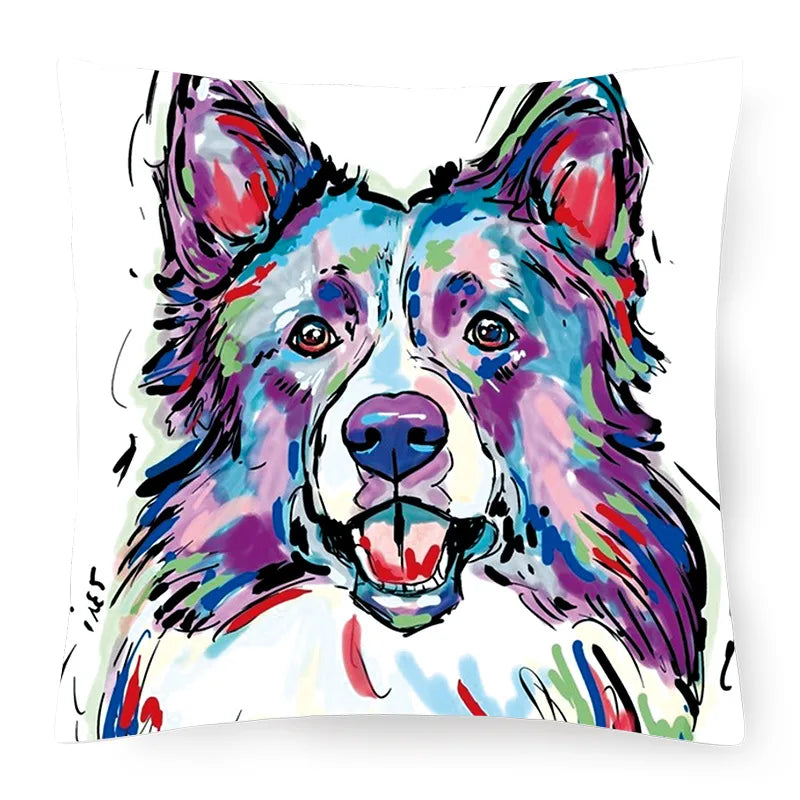 cute pastoral cartoon dog plush throw pillow