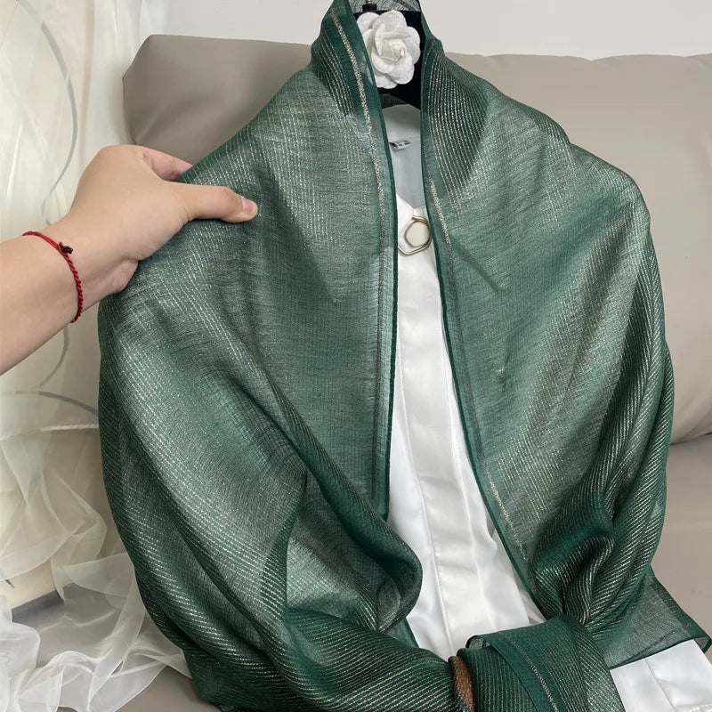 women's elegant solid color polyester silk scarf