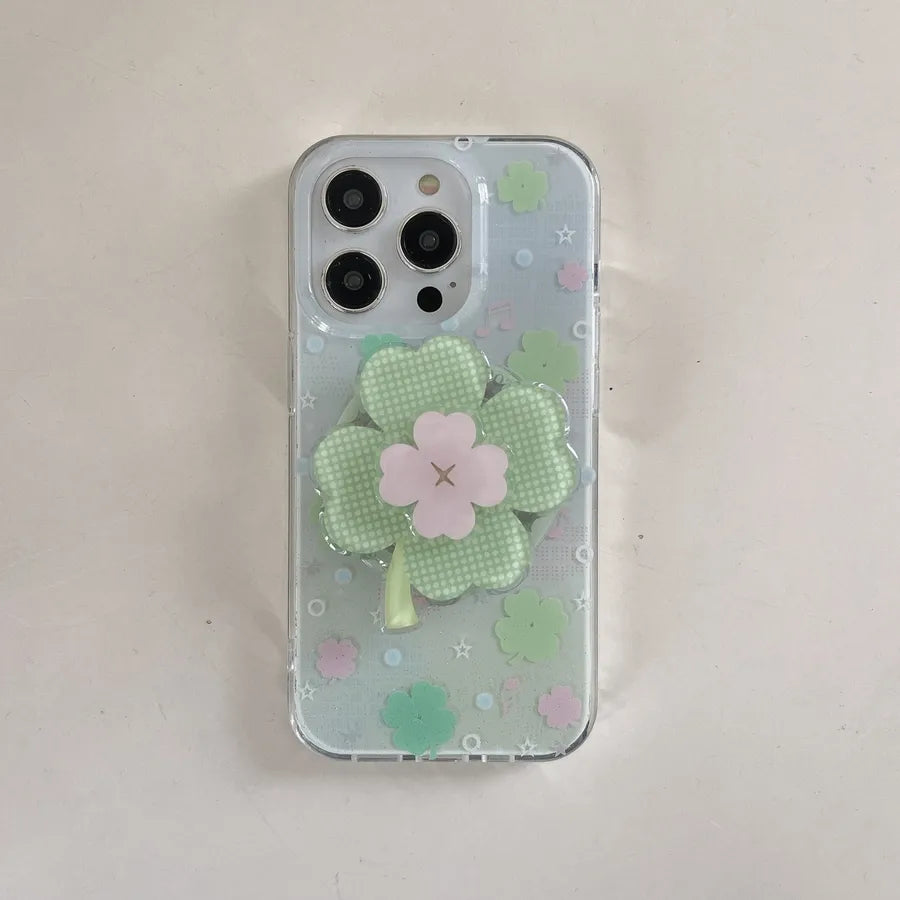 Acrylic Four Leaf Clover Cute Lady Phone Cases Airbag Bracket Phone Accessories