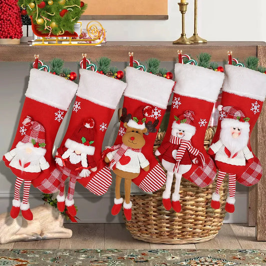 Modern Art Minimalist American Style Christmas Decorations Santa Snowman Reindeer Christmas Socks Christmas Tree Ornaments Gift Bag