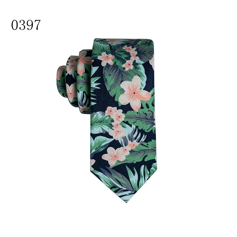 Casual Ditsy Floral Plant Cotton Men's Tie