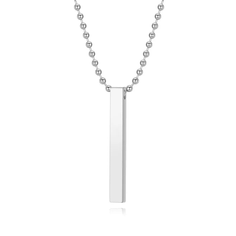 retro square solid color titanium steel polishing pendant necklace 1 piece