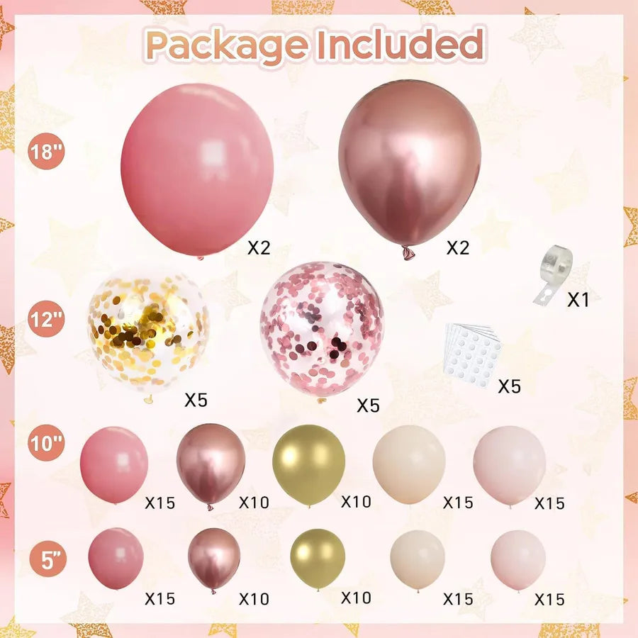 Retro Rose Gold Balloon Chain Wedding Party Team Bride Decoration Prop Balloon Set Atmosphere Decor Latex Material For Valentine's Day Birthday Camping