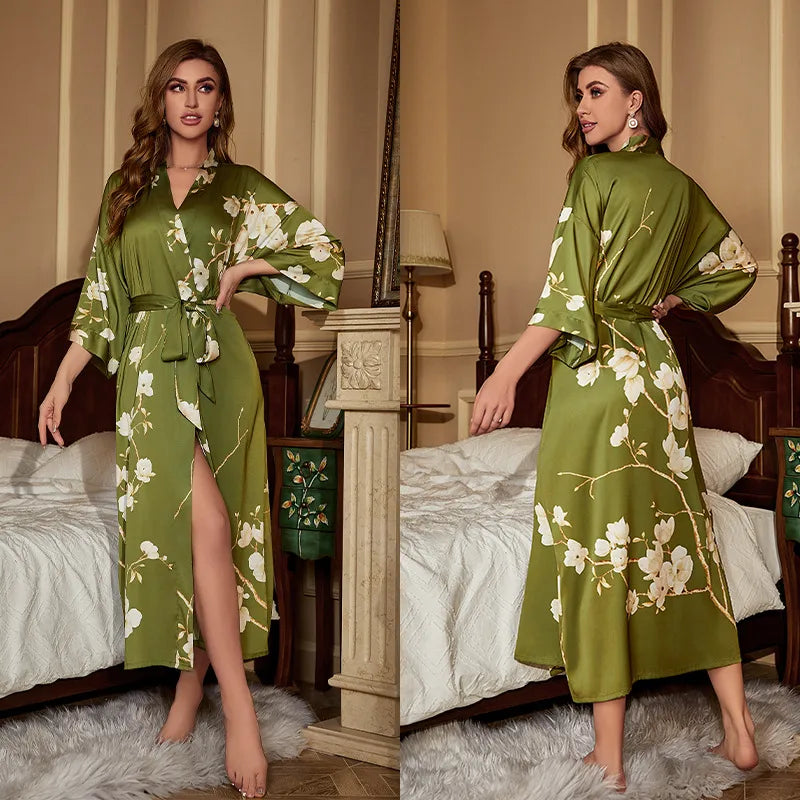 new satin chiffon ice silk light bathrobe multicolors