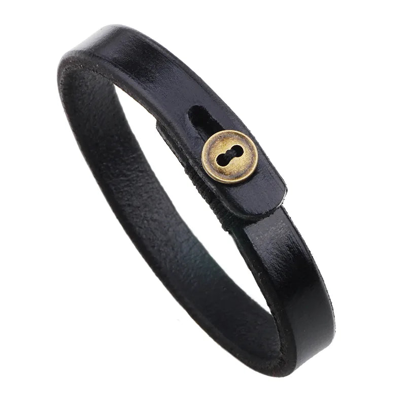 handmade simple style letter alloy leather knitting women's men's bracelets